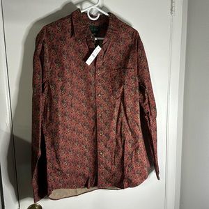 J. Crew Men’s Large Red paisley pattern NWT Button Up